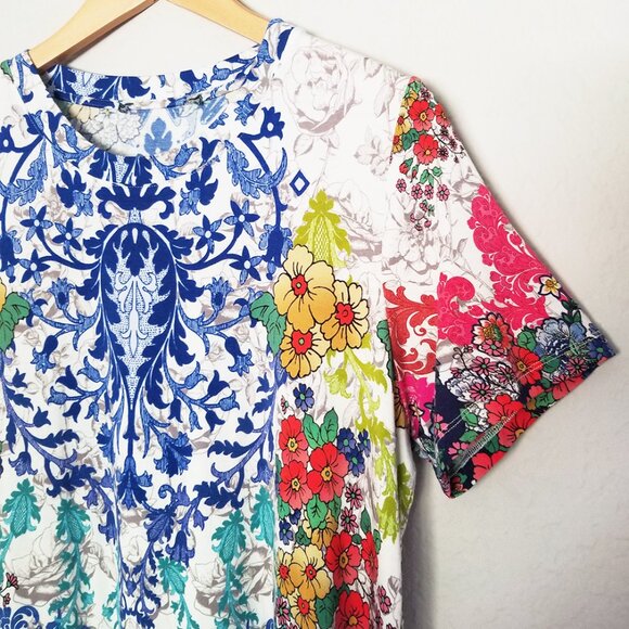 Johnny Was Shellinay Favorite Short Sleeves Crew Swing Tee Top L Bamboo $120 - Picture 10 of 16